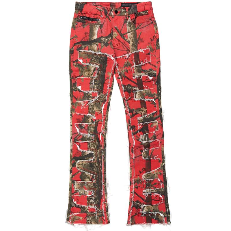 Shake Red Tree Camo Stacked Flare Jean