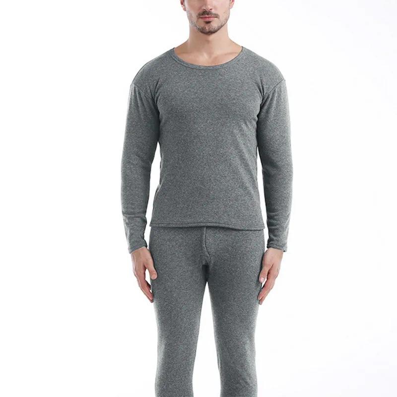 2pcs Set Men Winter Fleece-Lined Underwear Thermal Long Johns Thicken Warm Tops Pants Soft Comfortable Pajamas Man Clothing