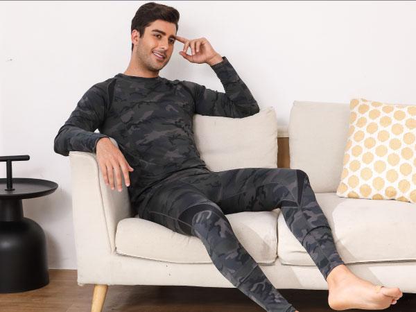 Muezna Men's thermal underwear set Long Johns Base Layer with Soft Fleece Lined