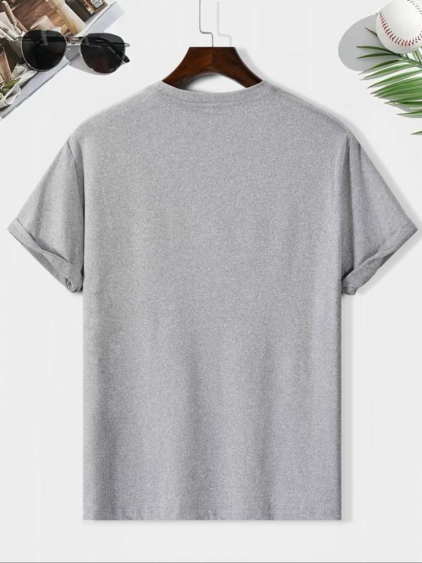 Men's Regular Fit Letter Print Round Neck Tee, Summer Clothes, Casual Short Sleeve Crew Neck Graphic T-shirt for Summer, Men's Top for Daily Wear, Graphic Tees, Men's T Shirts, Chic Comfort Menswear, Summer Outfits