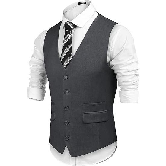 COOFANDY Mens Suit Vest Formal Dress Vest Slim Fit Buesiness Wedding Graduation Waistcoat Casual Classic Casual Classic Fabric Menswear Pocket Shirt