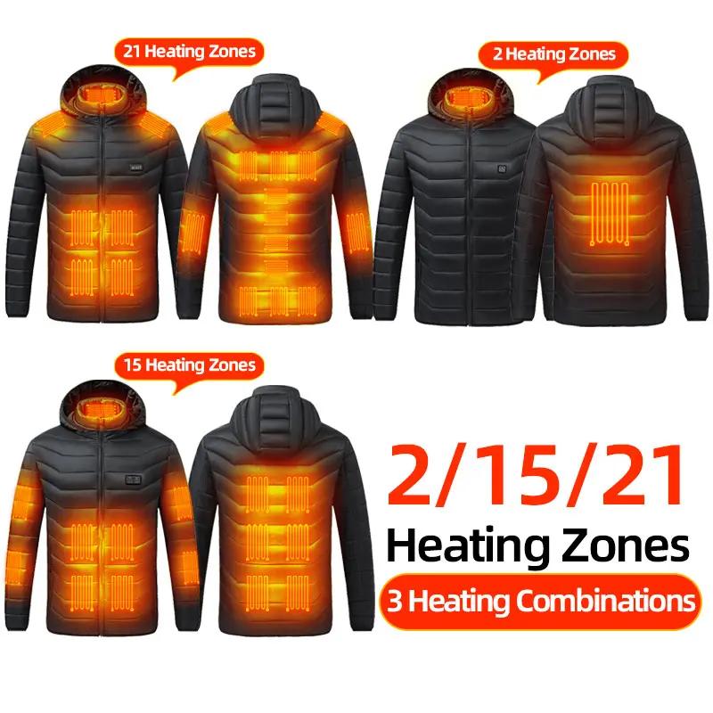 Heated Jackets For Men And Women Usb Electric Heated Hoodie Winter Heating Clothing Warming Hunting Coat Rechargeable waterproof jacket pocket jacket