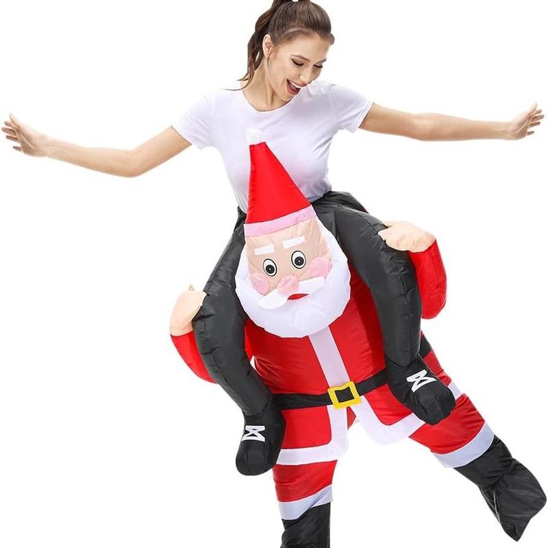 Inflatable Santa Claus Costume, 1 Count Inflatable Santa Cosplay, Blow Up Suit for Holiday Party, Birthday Party, Wedding, Party Accessories (without Battery)