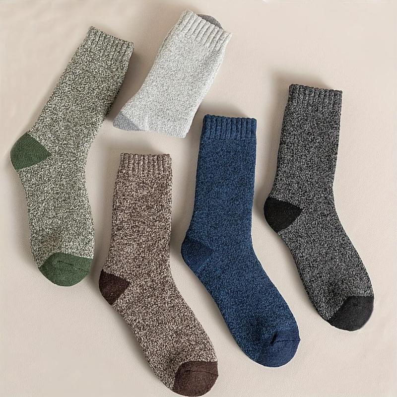 Unisex Thickened Warm Socks, 5 Pairs Casual Comfy Breathable Socks for Hiking, Fishing, Outdoor Sports, Men & Women Socks for Winter