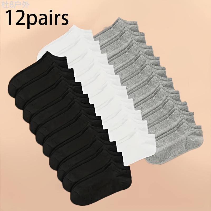 1 Or 6 Or 12 Pairs Of Unisex Solid Color Low-cut Socks, Comfy Breathable Soft Sweat Absorbent Socks For Daily And Outdoor Wearing