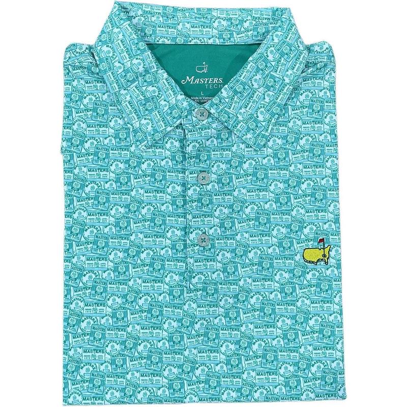 Peter Millar Masters Tech 2024 Men's Performance Golf Polo Shirt, Logo Print with Badge Design - Green