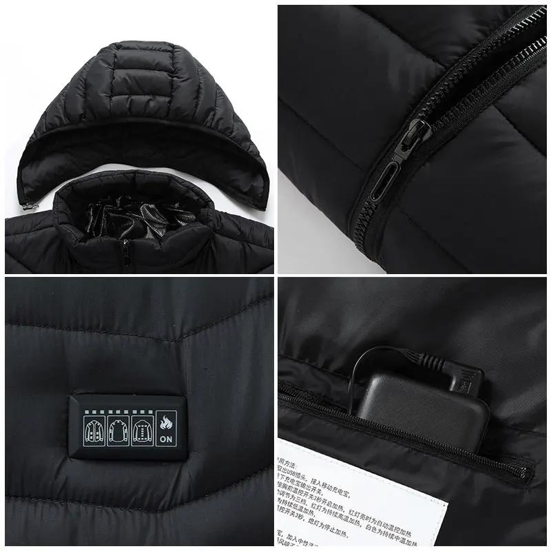 Heated Jackets For Men And Women Usb Electric Heated Hoodie Winter Heating Clothing Warming Hunting Coat Rechargeable waterproof jacket pocket jacket