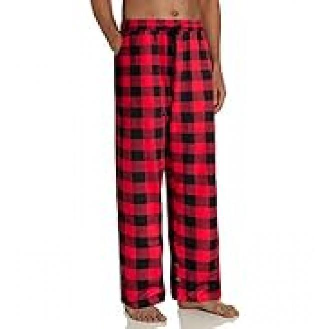 & Mens heavyweight flannel plaid pajama pants 100% cotton sleep lounge Pant