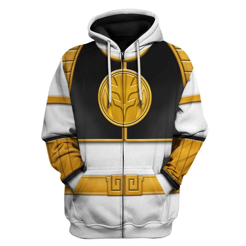 White Ranger Mighty Morphin Hoodies Sweatshirt T-shirt Hawaiian Tracksuit Halloween Cosplay