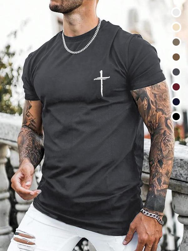 Men's Graphic Print Crewneck Graphic Tees, Streetwear Graphic Tee, Back To School Summer Clothes, Regular Fit Casual Shortsleeve T-shirt for Summer, Fashion Men's Top for Daily Wear, Menswear, Summer Tees for Men, 90s Clothes