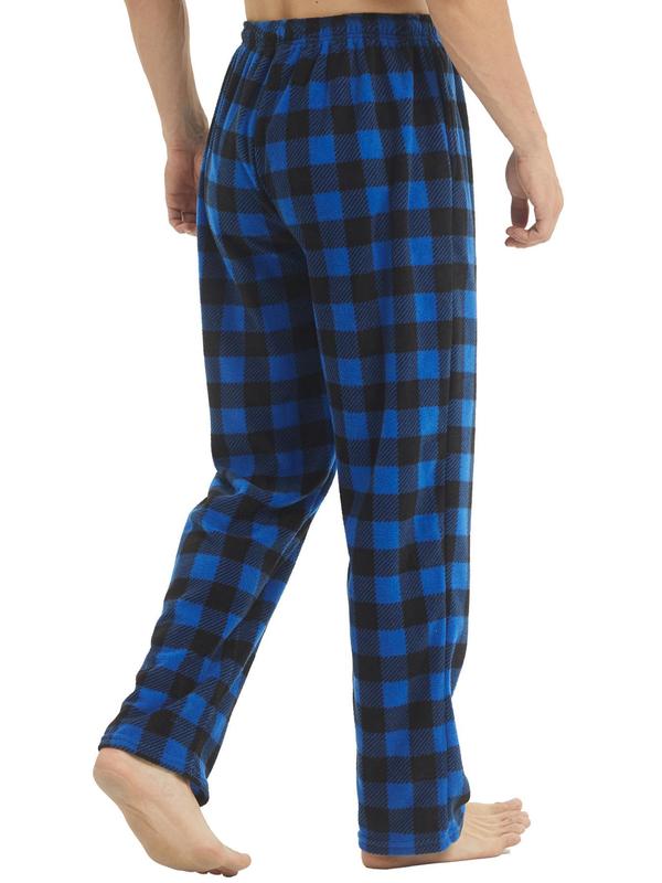 Christmas Men's Plaid Print Drawstring Waist Christmas Sleep Pants, Casual Comfy Pocket Design Sleep Bottoms for All Seasons, Soft Warm Men's Sleepwear for Daily Wear, Pants for Men