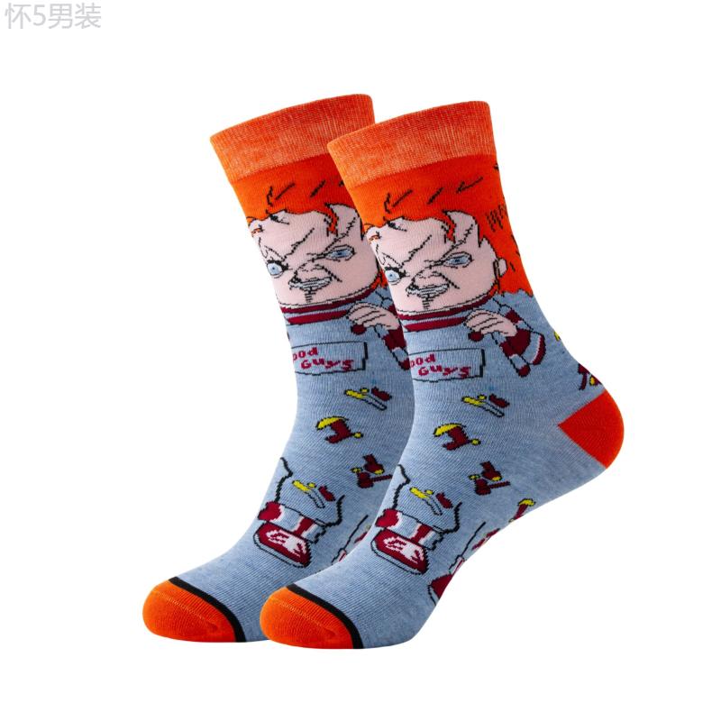 12 Pairs of Unisex Cartoon Superhero Crew Socks, Breathable, Comfortable, Neutral Street Style, Polyester Blend, Hand Wash or Dry Clean, Knit Fabric Menswear Spandex Bowling Tropical