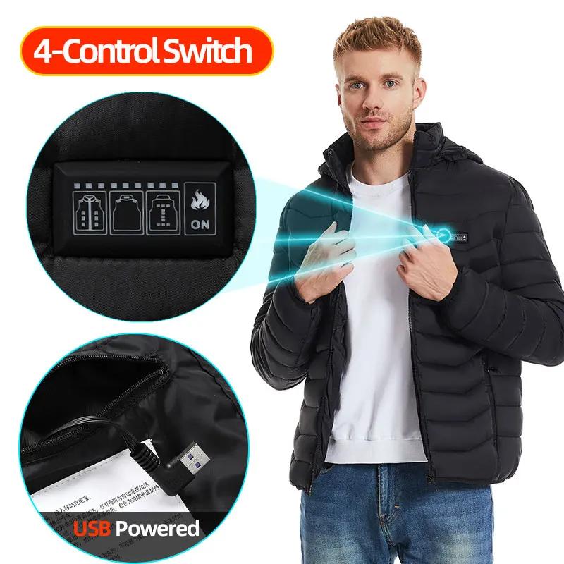 Heated Jackets For Men And Women Usb Electric Heated Hoodie Winter Heating Clothing Warming Hunting Coat Rechargeable waterproof jacket pocket jacket