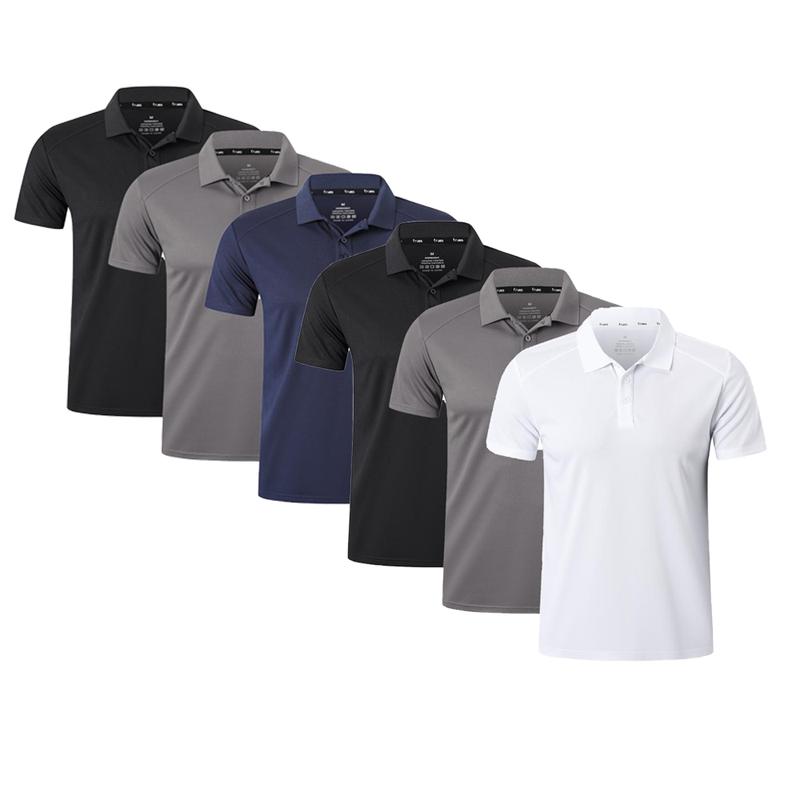 Men's 3 6 Pcs Solid Color Breathable Traditional Polo Shirts, Office Casual Simple Comfortable Tops, Durable Classic Sports T-shirt