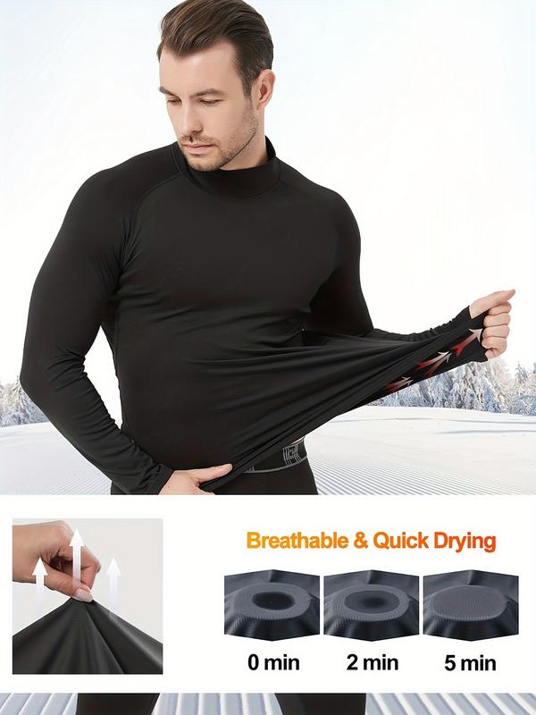 5 Pack Men's Thermal Turtle Mock Neck Shirts, Long Sleeve Compression Shirts Fleece Lined Undershirt Base Layer Tops