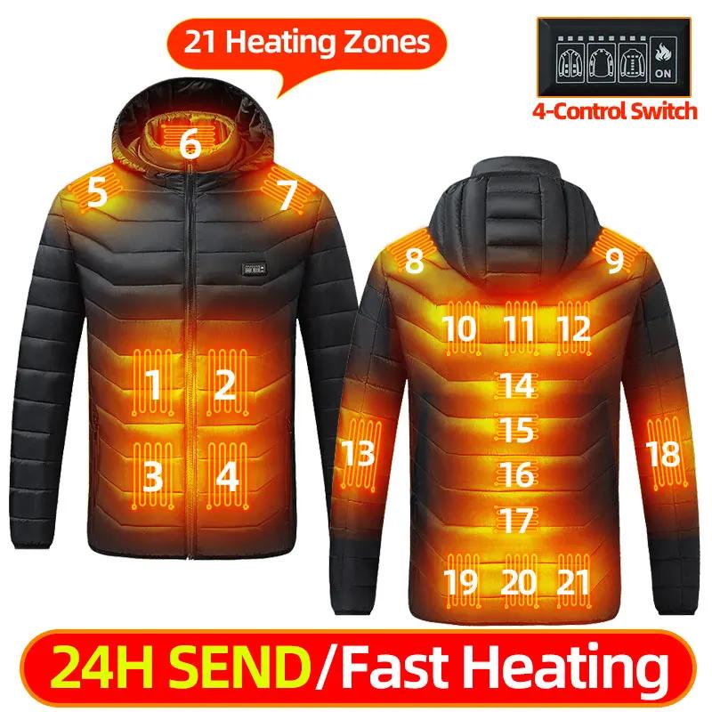 Heated Jackets For Men And Women Usb Electric Heated Hoodie Winter Heating Clothing Warming Hunting Coat Rechargeable waterproof jacket pocket jacket