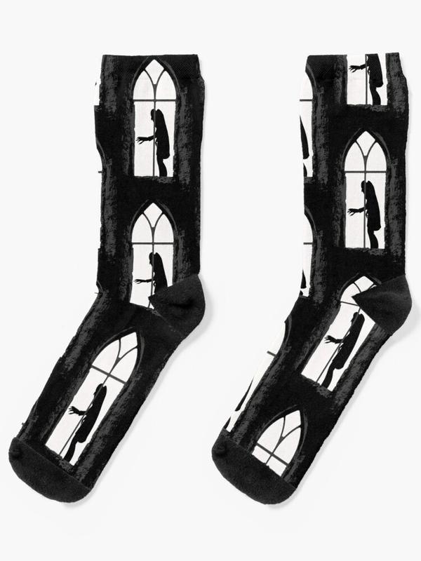 Nosferatu In A Gothic Window Frame Vampire Dracula Socks