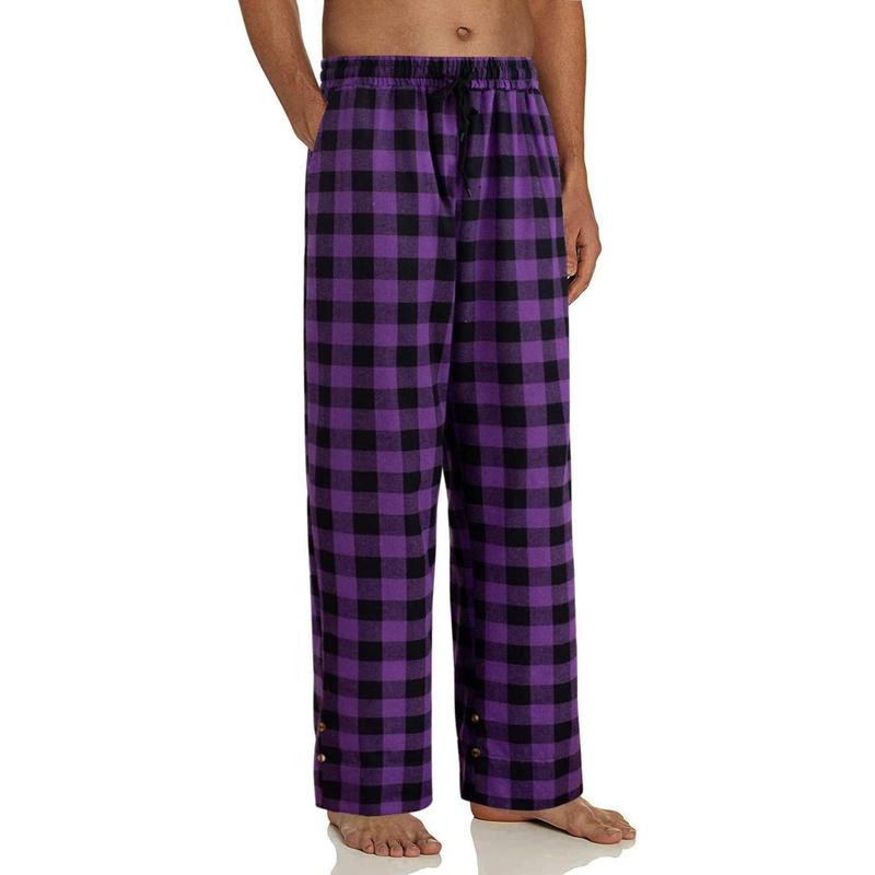 & Mens heavyweight flannel plaid pajama pants 100% cotton sleep lounge Pant