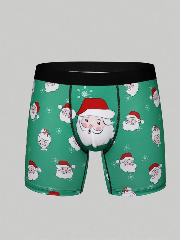 Men's Christmas Print Tape Boxer Brief, Casual Comfy Breathable Underwear for Daily Wear, Men's Underwear for All Seasons