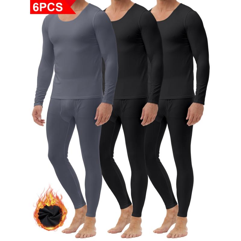 6 PCS Soft Thermal Underwear Set for Men, Warm Lined Base Layer for Cold Weather, Suitable for Autumn and Winter, Perfect for Halloween, Thanksgiving, Christmas Gifts