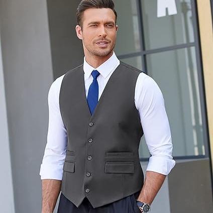 COOFANDY Mens Suit Vest Formal Dress Vest Slim Fit Buesiness Wedding Graduation Waistcoat Casual Classic Casual Classic Fabric Menswear Pocket Shirt