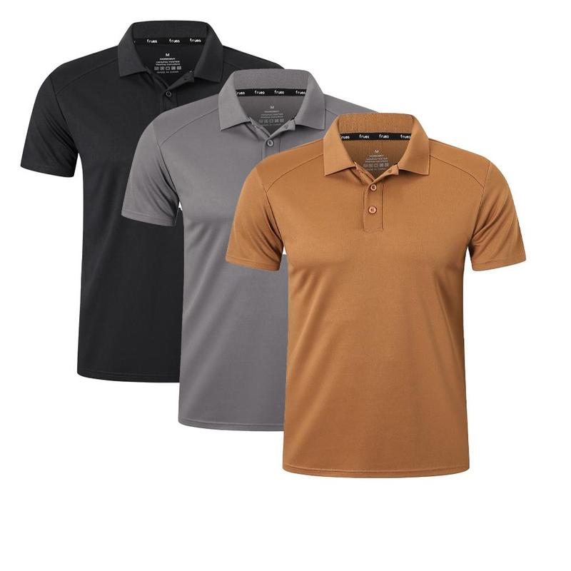 Men's 3 6 Pcs Solid Color Breathable Traditional Polo Shirts, Office Casual Simple Comfortable Tops, Durable Classic Sports T-shirt