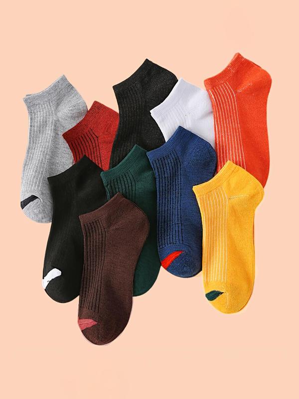 Men's Patchwork Print Ankle Socks, Casual Comfortable Low Cut Socks for Daily Outdoor Wear, Knitting Socks for All Seasons