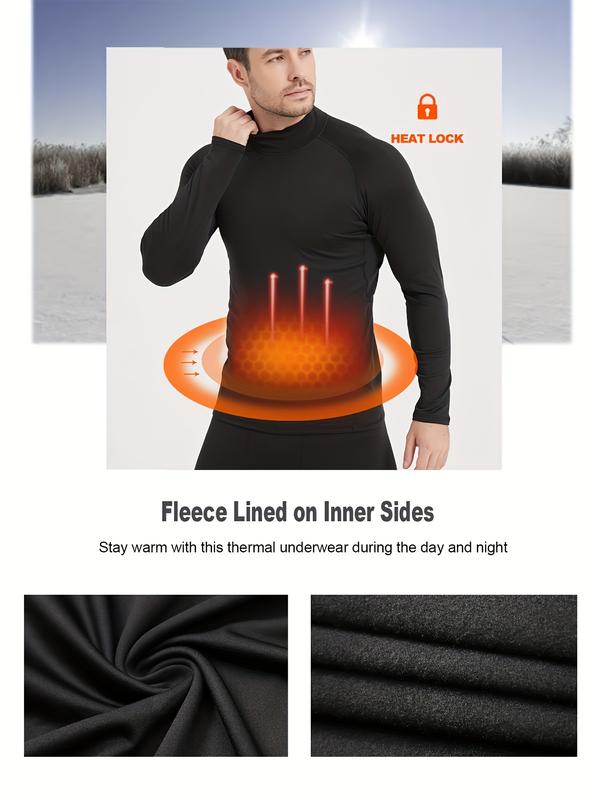 5 Pack Men's Thermal Turtle Mock Neck Shirts, Long Sleeve Compression Shirts Fleece Lined Undershirt Base Layer Tops