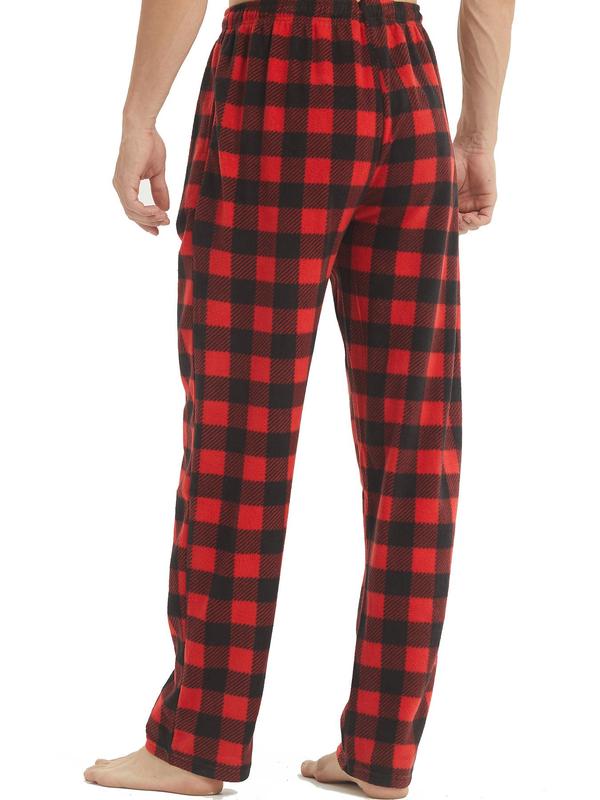 Men's Plaid Print Drawstring Pocket Pajama Pants, Regular Fit Casual Comfy Elastic Waist Sleep Bottoms for All Seasons, Soft Pajamas for Men