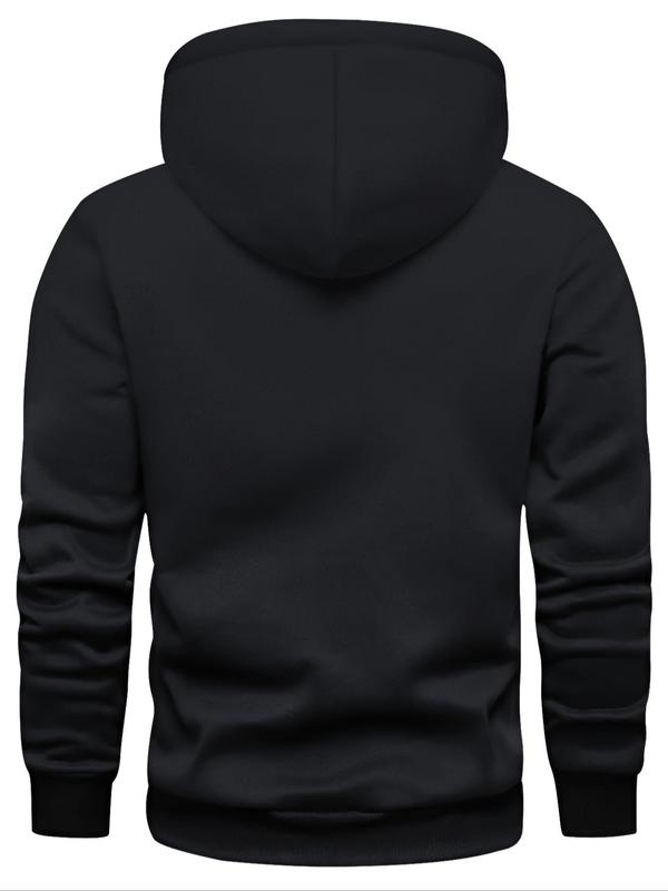 Men's Solid Drawstring Hoodie, Casual Regular Fit Pocket Hooded Sweatshirt for Spring & Fall, Men's Top for Daily Wear