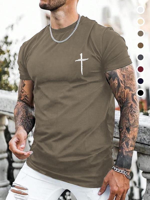 Men's Graphic Print Crewneck Graphic Tees, Streetwear Graphic Tee, Back To School Summer Clothes, Regular Fit Casual Shortsleeve T-shirt for Summer, Fashion Men's Top for Daily Wear, Menswear, Summer Tees for Men, 90s Clothes