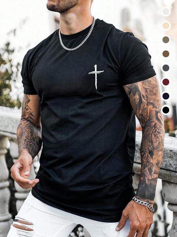 Men's Graphic Print Crewneck Graphic Tees, Streetwear Graphic Tee, Back To School Summer Clothes, Regular Fit Casual Shortsleeve T-shirt for Summer, Fashion Men's Top for Daily Wear, Menswear, Summer Tees for Men, 90s Clothes