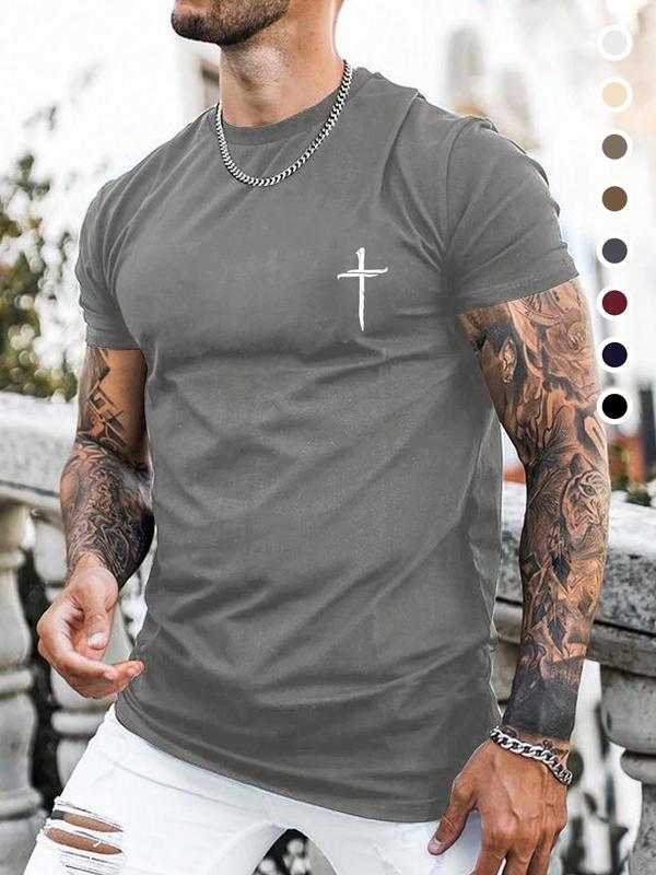 Men's Graphic Print Crewneck Graphic Tees, Streetwear Graphic Tee, Back To School Summer Clothes, Regular Fit Casual Shortsleeve T-shirt for Summer, Fashion Men's Top for Daily Wear, Menswear, Summer Tees for Men, 90s Clothes