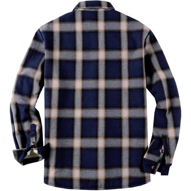 Runcati Mens Sherpa Fleece Lined Flannel Shirt Jacket Long Sleeve Button Down Plaid Winter Jacket