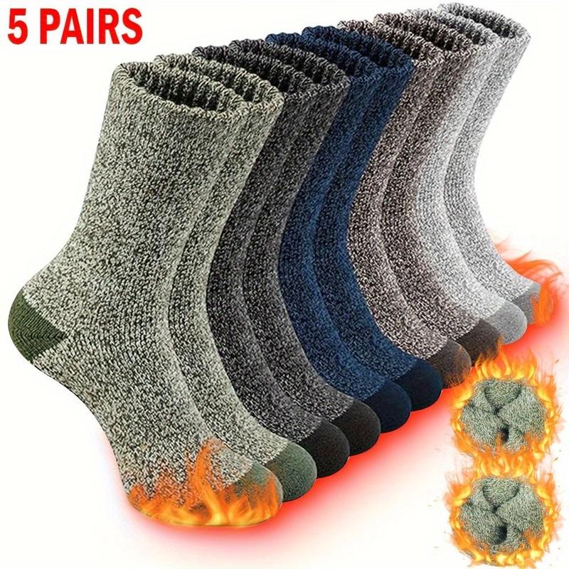 Unisex Thickened Warm Socks, 5 Pairs Casual Comfy Breathable Socks for Hiking, Fishing, Outdoor Sports, Men & Women Socks for Winter