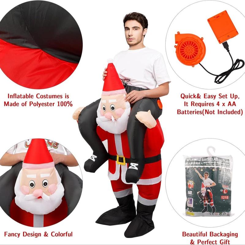 Inflatable Santa Claus Costume, 1 Count Inflatable Santa Cosplay, Blow Up Suit for Holiday Party, Birthday Party, Wedding, Party Accessories (without Battery)