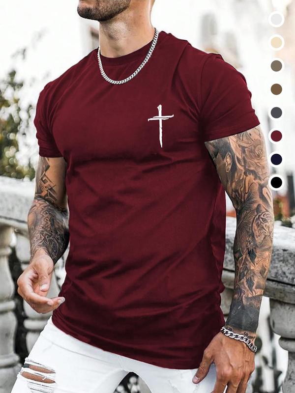 Men's Graphic Print Crewneck Graphic Tees, Streetwear Graphic Tee, Back To School Summer Clothes, Regular Fit Casual Shortsleeve T-shirt for Summer, Fashion Men's Top for Daily Wear, Menswear, Summer Tees for Men, 90s Clothes