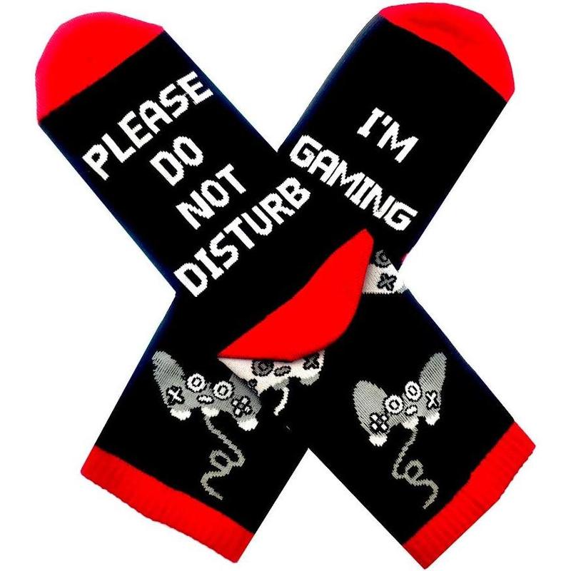 Do Not Disturb I'm Gaming Socks Novelty Gamer Socks Funny Christmas Gifts Stocking Stuffers for Teen Boys Kids Men Women