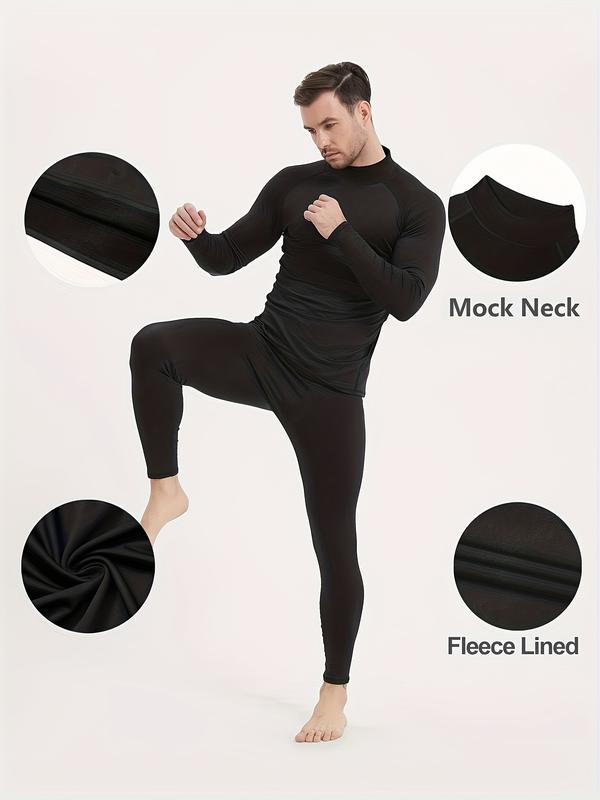 5 Pack Men's Thermal Turtle Mock Neck Shirts, Long Sleeve Compression Shirts Fleece Lined Undershirt Base Layer Tops