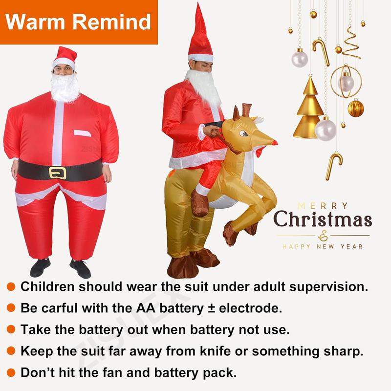 Inflatable Santa Claus Costume, 1 Count Inflatable Santa Cosplay, Blow Up Suit for Holiday Party, Birthday Party, Wedding, Party Accessories (without Battery)