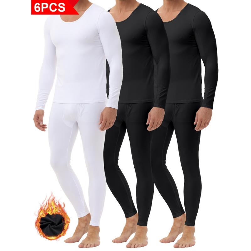 6 PCS Soft Thermal Underwear Set for Men, Warm Lined Base Layer for Cold Weather, Suitable for Autumn and Winter, Perfect for Halloween, Thanksgiving, Christmas Gifts