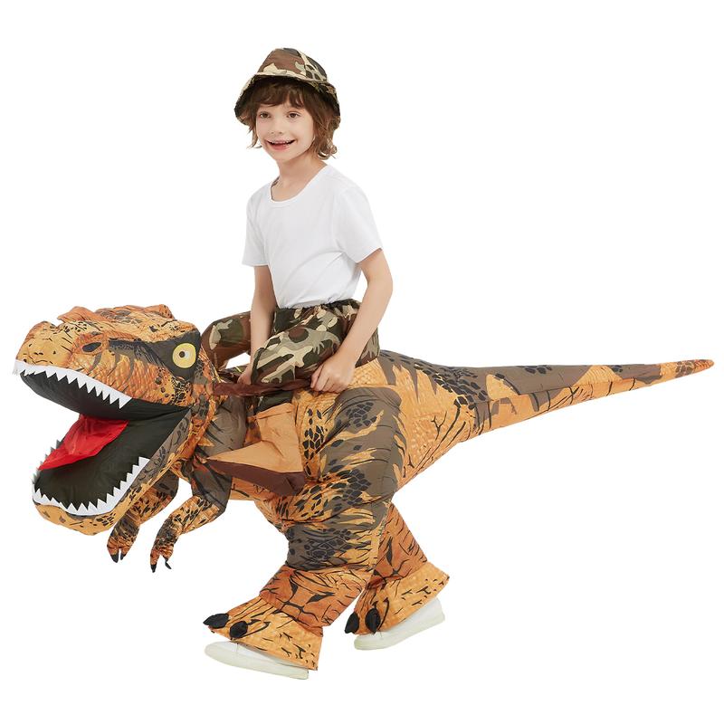 GOOSH Inflatable Dinosaur Costume Halloween Blow up Costume Funny Riding T Rex Costume for Party Cosplay