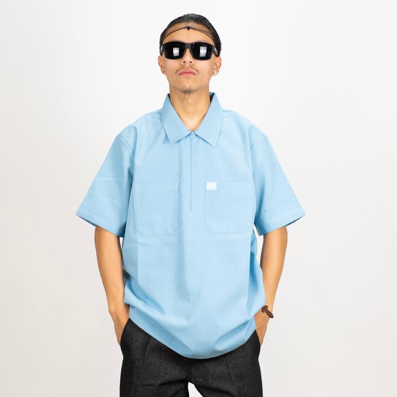 FB County SOLID Short Sleeve Zip Shirt