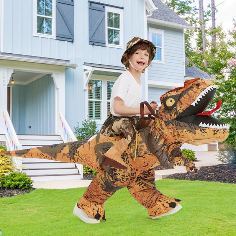 GOOSH Inflatable Dinosaur Costume Halloween Blow up Costume Funny Riding T Rex Costume for Party Cosplay