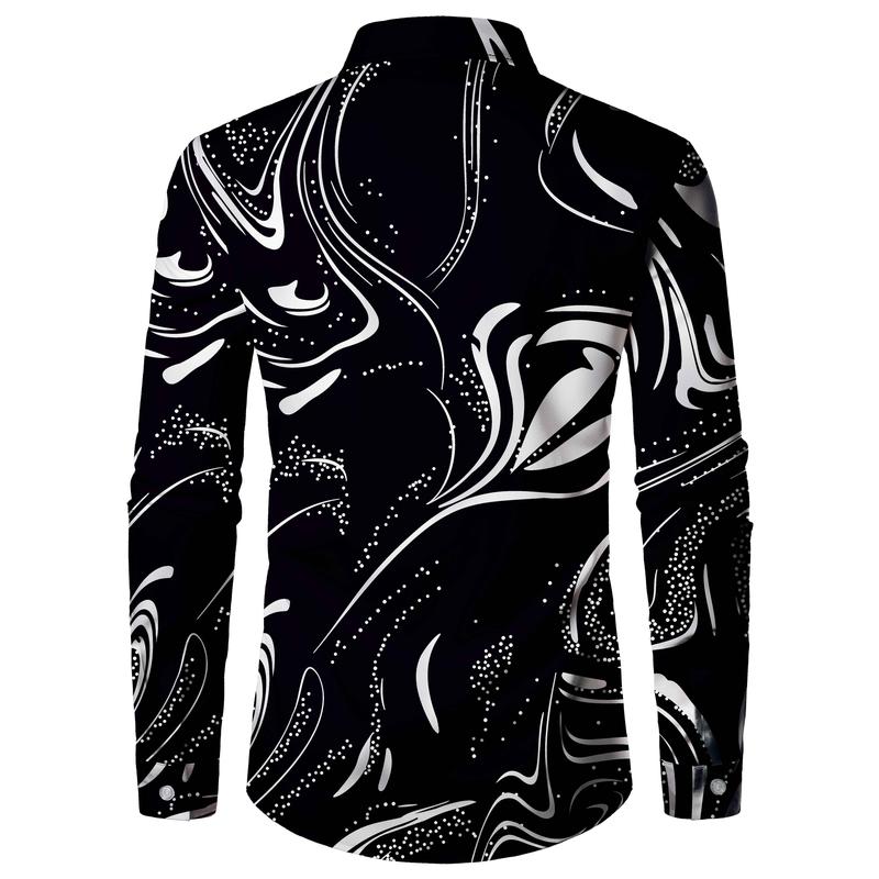 Luxury Pattern Men's Shirt Top Turn-down Collar Long Sleeve Closure Men's Casual Shirt Men's Daily Vacation Streetwear