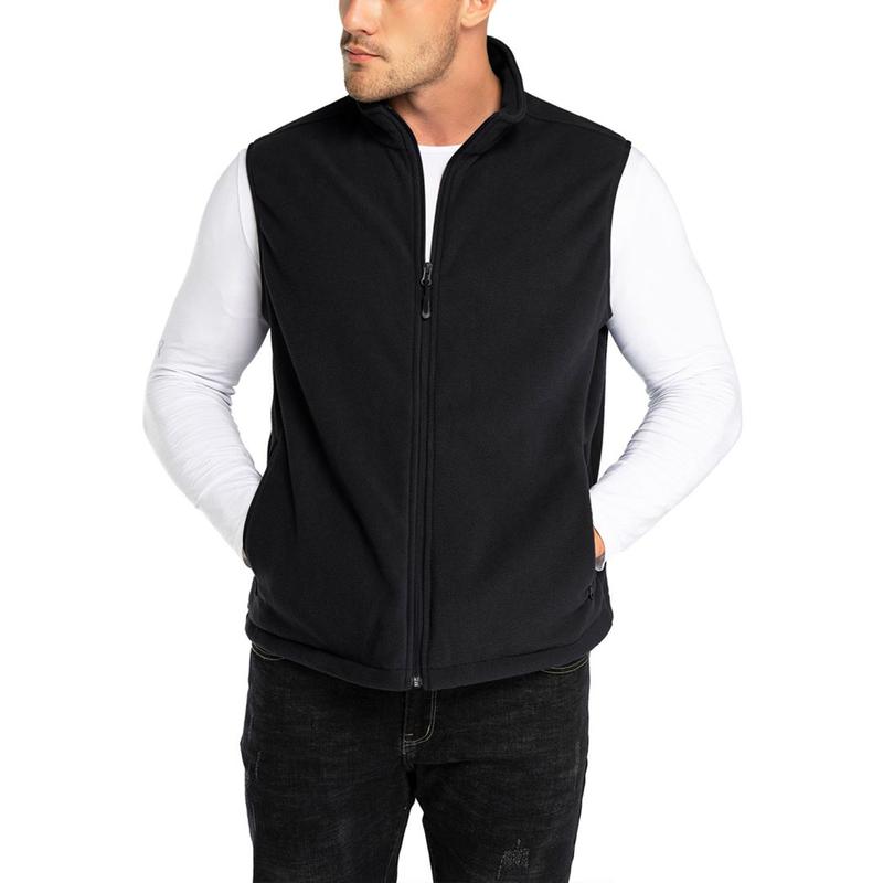 33,000ft Men's Fleece Vest, Lightweight Warm Zip Up Polar Vests Outerwear with Zipper Pockets, Sleeveless Jacket for Winter