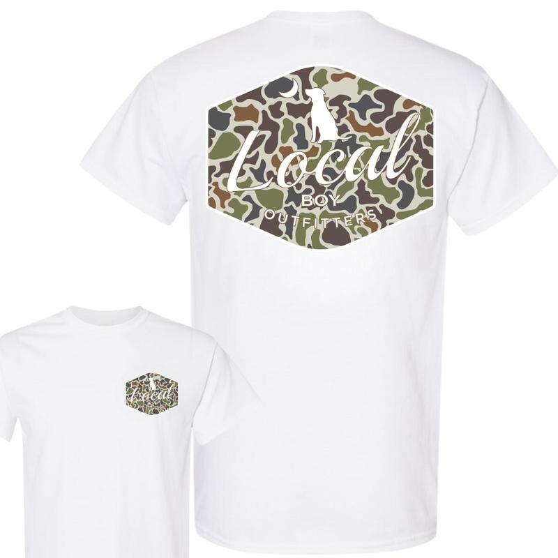 Local Boy Outfitters Dog Camo T-shirt - Classic Camouflage Design with Minimalist Logo , Perfect for Outdoor Adventures and Casual Wear , Comfortable Unisex Tee Menswear Classic Crewneck Underwear Streetwear