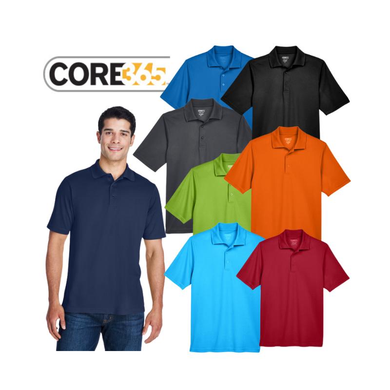 Core365 Men's Origin Performance Piqué Polo Menswear Top Collar Polyester Shirts Shortsleeve