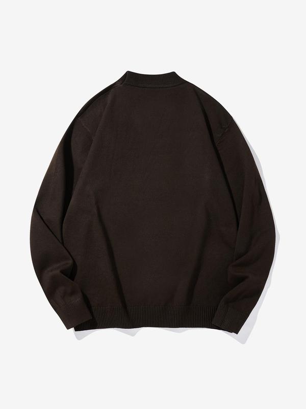 Men's Solid Mock Neck Sweater, Regular Fit Casual Long Sleeve Jumper for Fall & Winter, Men's Knitwear for Daily Wear