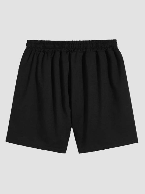 Men's Letter Print Drawstring Waist Easter Shorts, Summer Clothes, Casual Regular Fit Pocket Elastic Waist Straight Leg Shorts For Summer, Men's Bottoms For Daily Wear